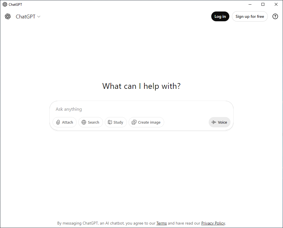 ChatGPT Desktop main interface