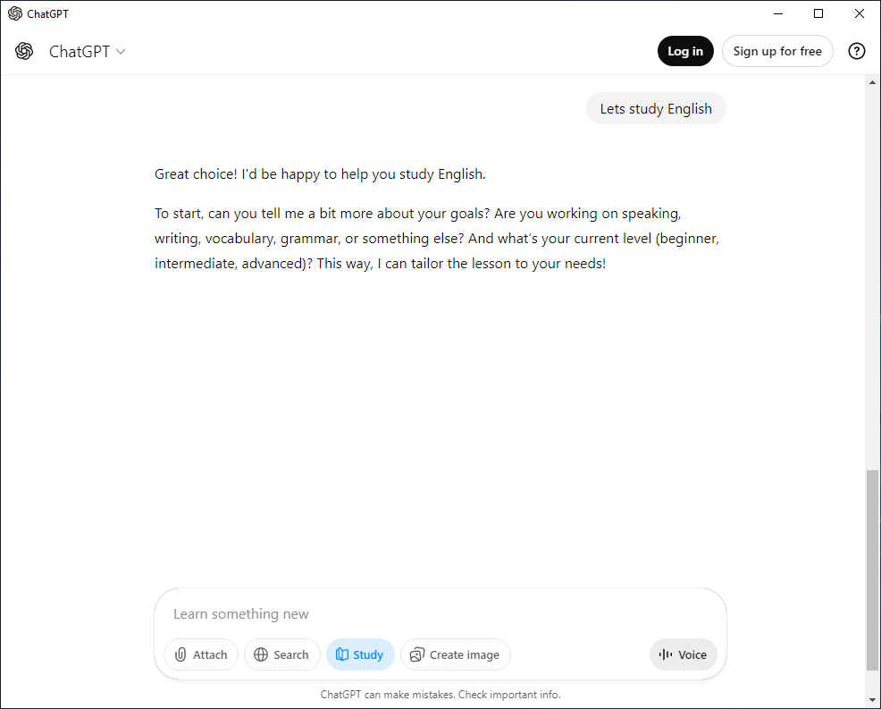 ChatGPT Desktop as teacher