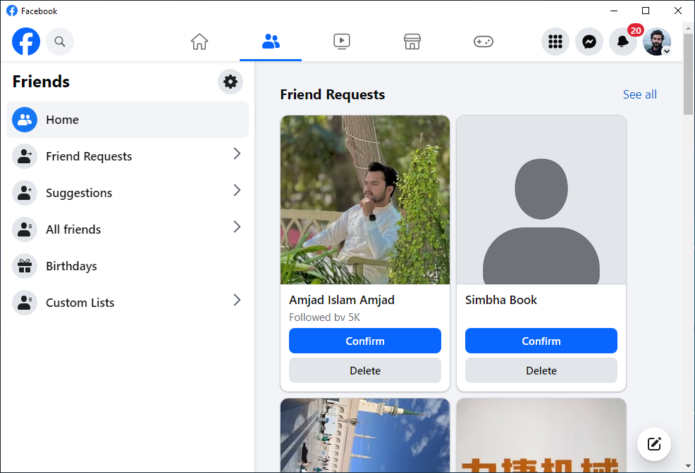Facebook Desktop Home Feed View