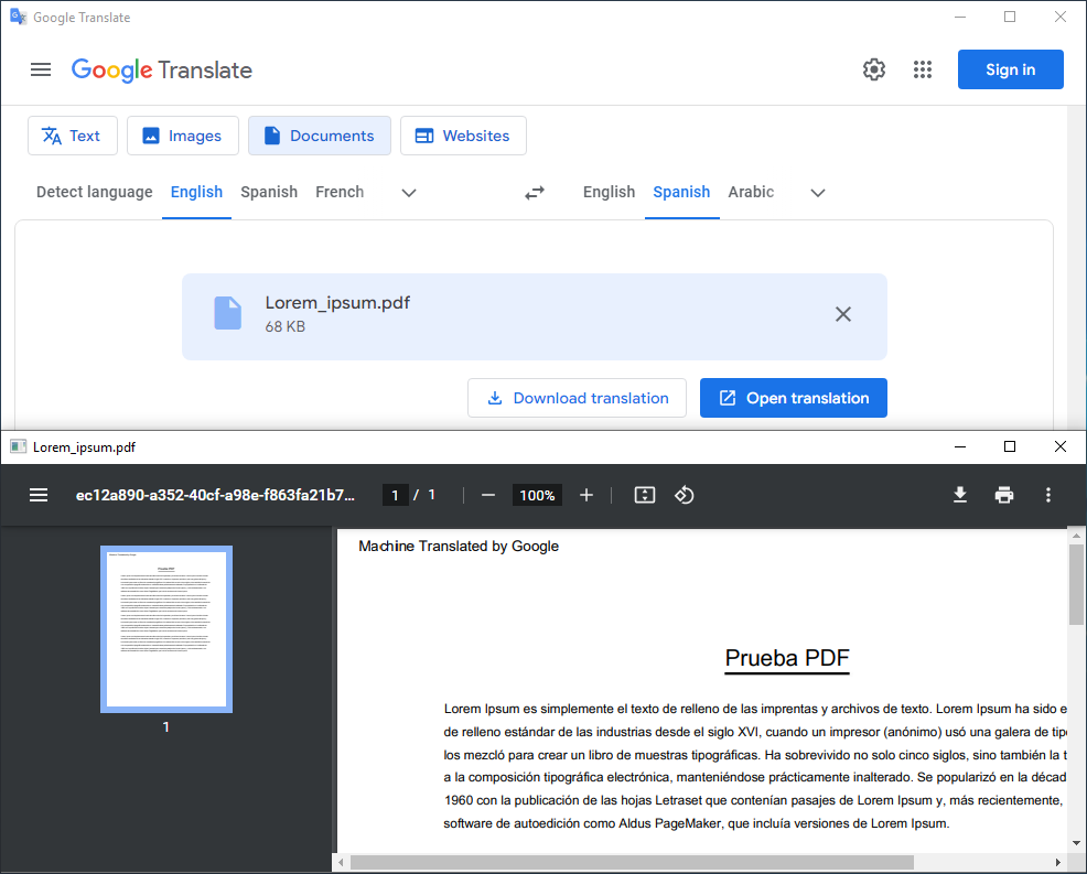 Google Translate Desktop File Translation