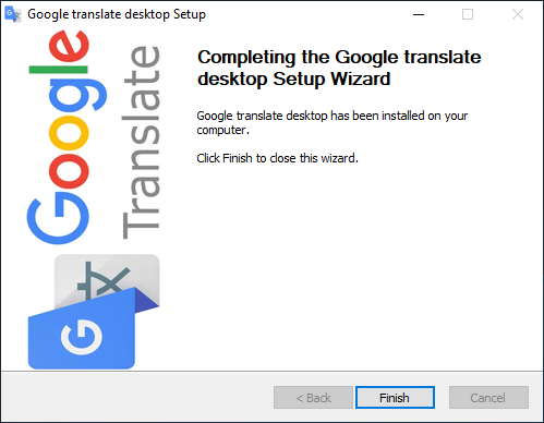 Google Translate Desktop Install Finish