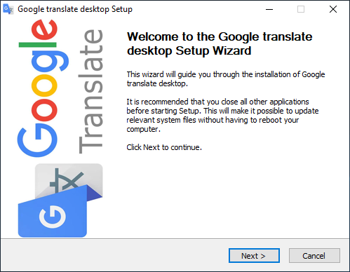Google Translate Desktop Install Start
