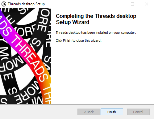 Threads Desktop Install Finish