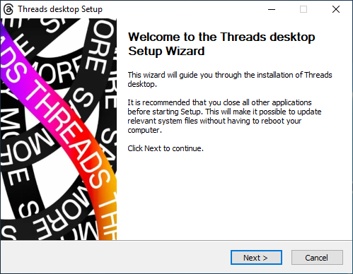 Threads Desktop Install Start