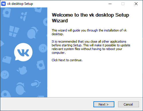 VK Desktop Install Start