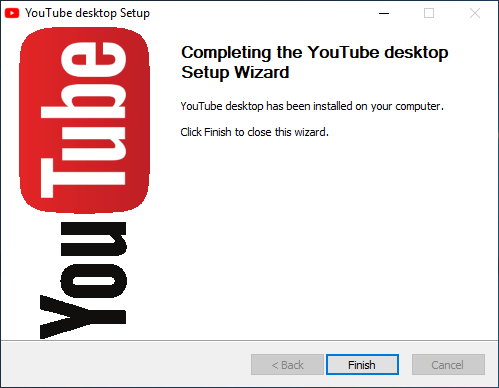 YouTube Desktop Install Finish